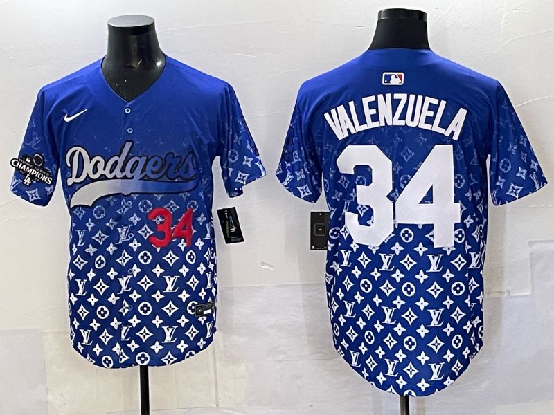 Men Los Angeles Dodgers #34 Valenzuela Blue Nike 2025 MLB jersey 05